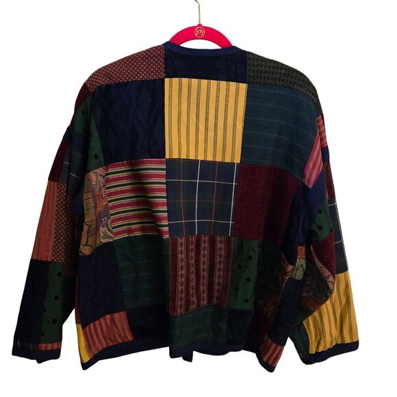Max & Mabel Vintage Mixed Media Patchwork Plaid Metallic Unique Jacket Size 1X - Picture 2 of 7